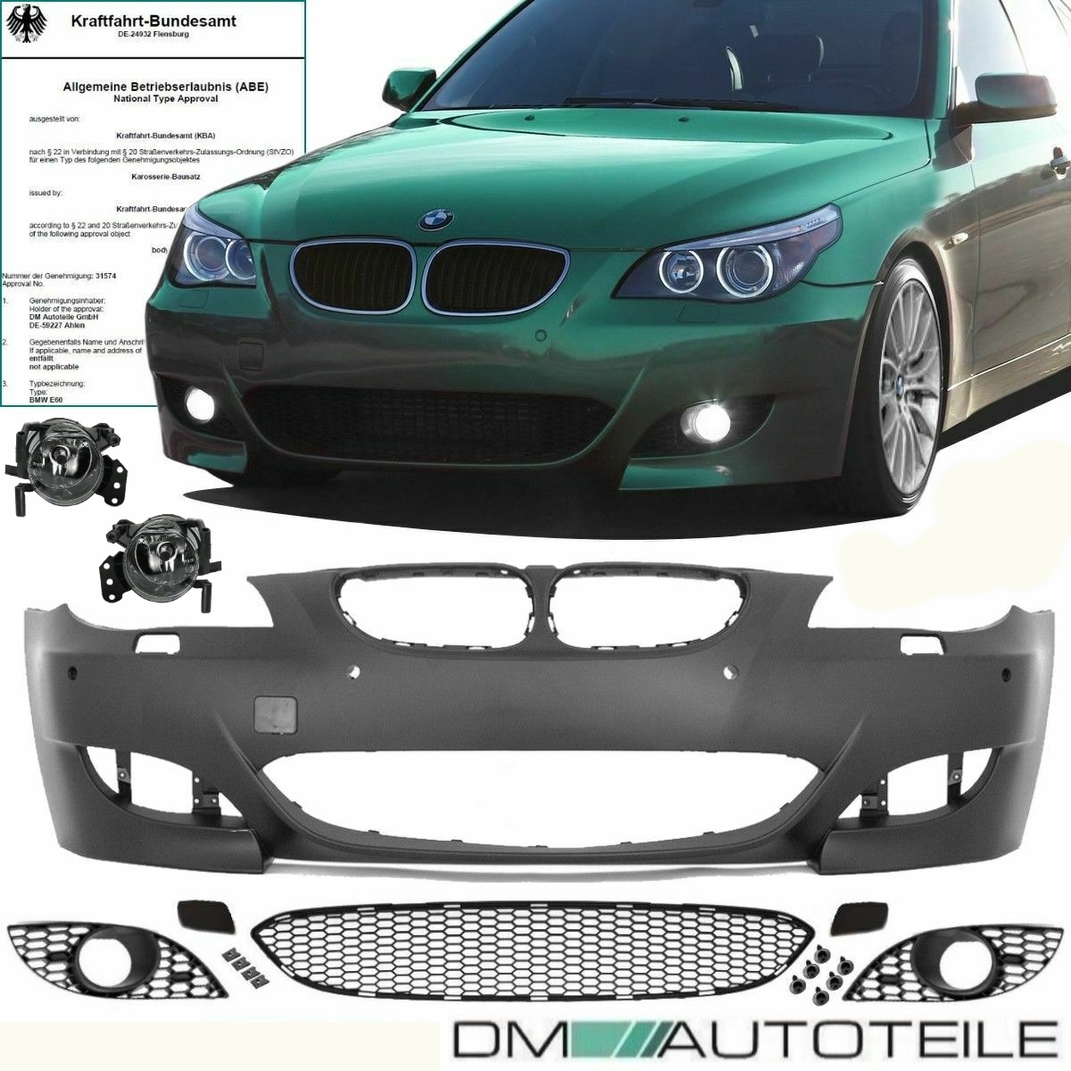BMW E60 E61 M5 Stoßstange mit PDC +Nebelscheinwerfer Modell 03-07 aus ABS M5