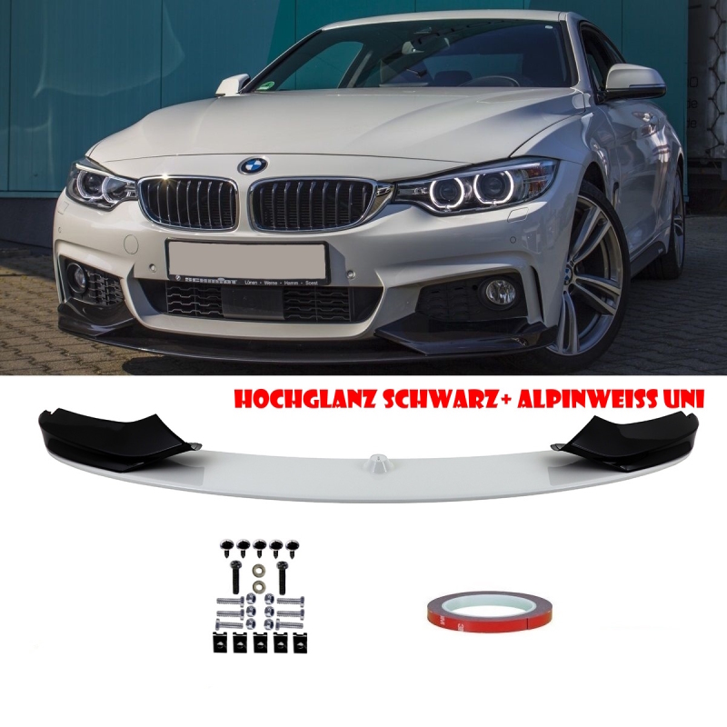 Set Gloss Black White Bi Colour Front Spoiler Sport Performance