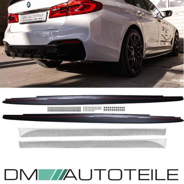 Sport-Performance Seitenschweller Leisten schwarz Matt+Folie Ansätze passt  für BMW 5er G30 G31 M