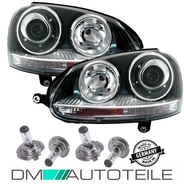 VW Golf 5 GTI Scheinwerfer Klarglas Schwarz Xenon Optik R32 Design+ 4x H7 Birnen eBay