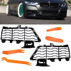 Set Front Grille Cover Black fits on BMW 3-Series F30 F31...