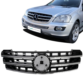 Front Grille Black Gloss + Chrome fits on Mercedes ML W164 Grand Edition 05-08