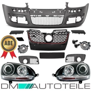 VW Golf 5 V Front Bumper + headlights + fog lights +...