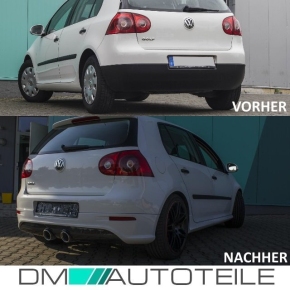 Heckstoßstange / Heckschürze hinten mit Diffusor / Ansatz 2-Rohr mittig für VW Golf 5 nicht für R32 mit ABE