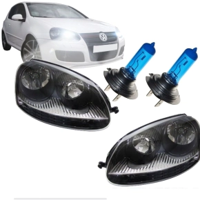 VW Golf 5 V GTI design headlights + H7 bulbs xenon look