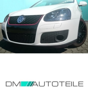 Sport Frontstoßstange / Frontschürze vorne mit Wabengrill in Schwarz Glanz und Gitter für VW Golf 5 nicht für GT, GTI und R32