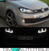 VW Golf 6 headlights H7 U-LED TFL Golf 7 look chrome trim 08