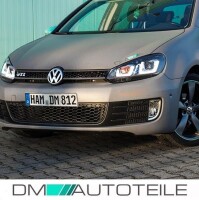 VW Golf 6 headlights H7 U-LED TFL Golf 7 look chrome trim 08