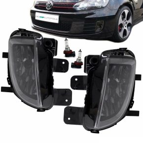 SET Fog lights smoked Black +H8 Bulbs fits on VW Golf VI 6 MK6 GTI GTD Bumper