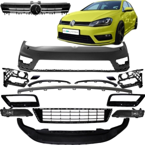 VW Golf 7 VII Front Bumper 12-17 for headlamp washer / park assist + accessories for R-20 conversion