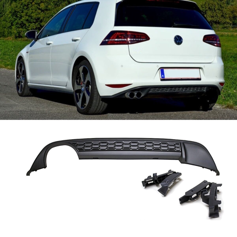 Diffuser Bumper edge black matt 2-pipes honeycomb suitable for VW