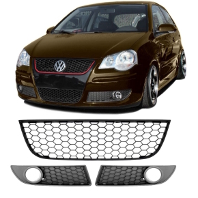 Set 3pcs Honeycomb Grille Bumper Set fits onn VW Polo 9N3 GTI 05-09