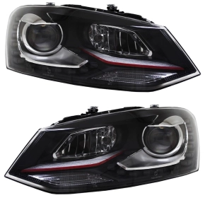 Satz Headlights Black LED DRL GTI  H7/H7 for VW Polo 6R...