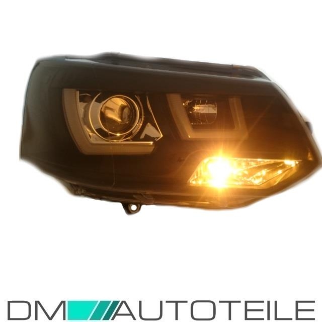 Voll LED Facelift Scheinwerfer Set Klarglas Schwarz dynamische Blinker +  Welcome Home passt für VW T5