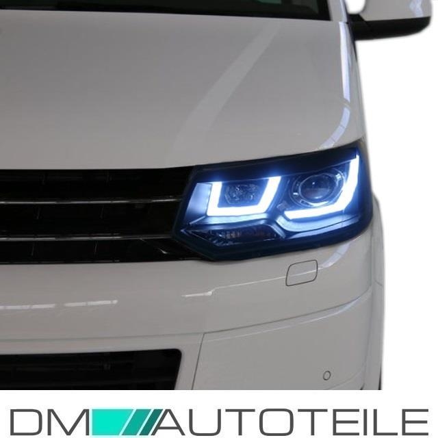 VW T5 GP Facelift headlights Set clear glass black 3D light bar H1/H1 09-15