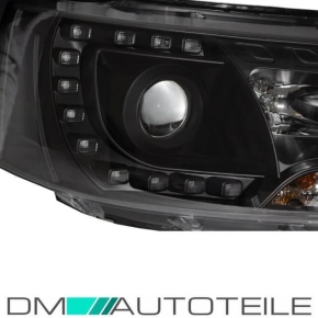 LED Tagfahrlicht Scheinwerfer Klarglas Schwarz DRL passt für VW T5 GP ab 2015