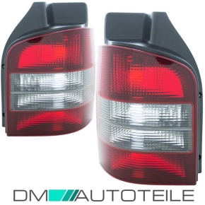 Set VW T5 rear lights red black 03-09 left & right for vehicles with tailgate