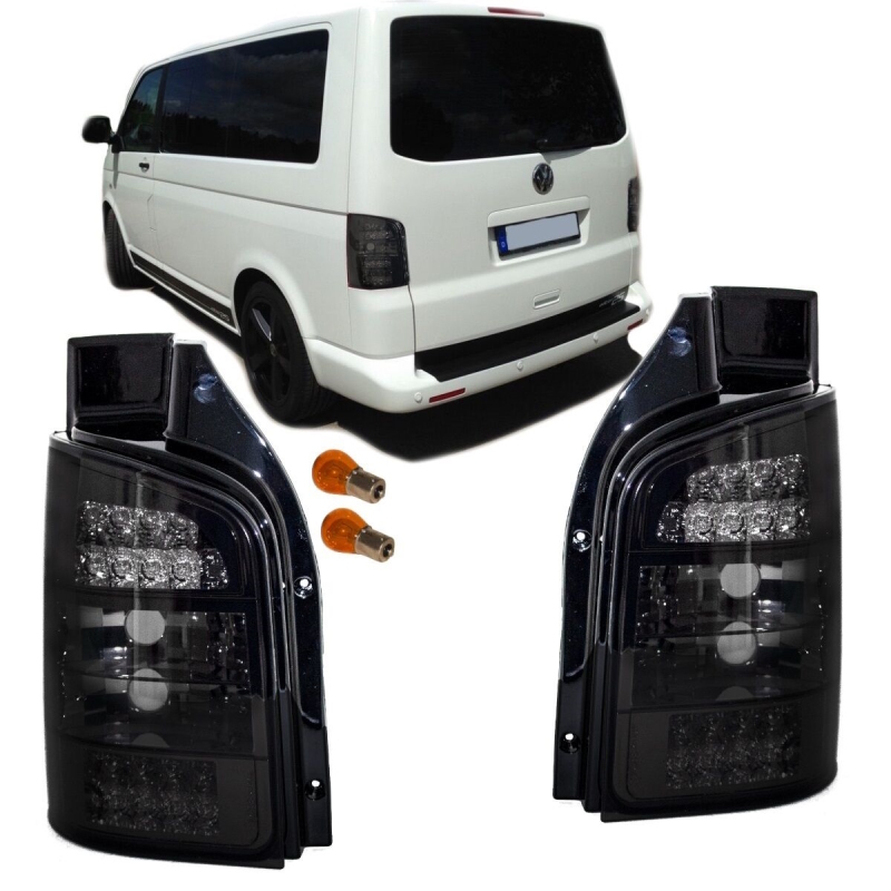 Voll LED Rückleuchten smoke schwarz dynamisch für VW T5 2003 bis 2015 mit  Flügeltüren - Tuning-bus