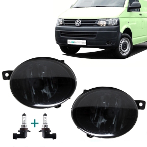 VW T5 Multivan Transporter Facelift Set of Fog Lights Smoked Black + HB4 Bulbs