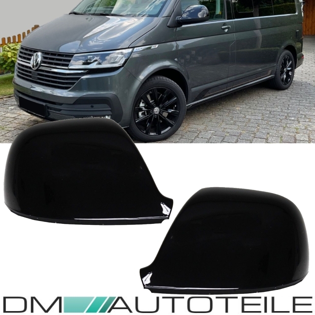 Gloss Black Rearview Side Mirror Cover Caps For VW Transporter T5 T5.1 T6  16-19