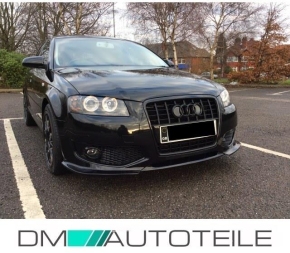 Front bumper made of ABS +Equipment fits on Audi A3 8P 8PA w/o S3 +grill chrome/ black 03-08