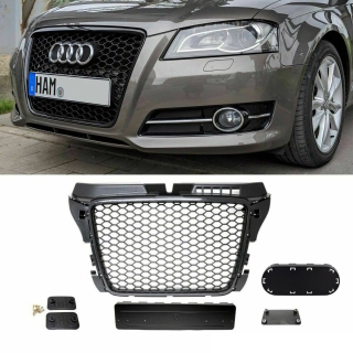 Badgeless Front Grille Grille Honeycomb Black Gloss fits Audi A3 8P 08-13 RS3 Mod