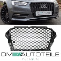 Badgeless Front Grille Grille Honeycomb Black Gloss fits Aud