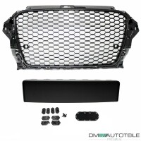 Badgeless Front Grille Grille Honeycomb Black Gloss fits Aud