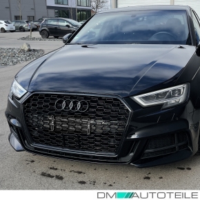 Kühlergrill Wabengrill PDC +ACC Schwarz Glanz passt für Audi A3 8V Facelift nicht RS3 ab 2016