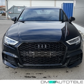 Kühlergrill Wabengrill PDC +ACC Schwarz Glanz passt für Audi A3 8V Facelift nicht RS3 ab 2016