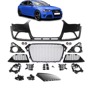 Sport Front Bumper + Radiator Grille Black for PDC+ Splitter fits on Audi A4 B8 8K year 2011-2015 w/o RS4