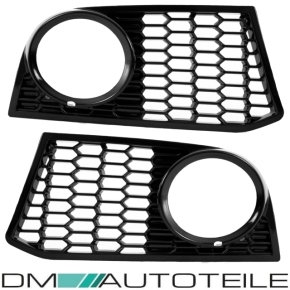 Set Shadow Line Front Grille Central lower +Fogs Cover Black Gloss Shadow fits on BMW 5-Series F10 F11 M-Sport Bumper 10-13