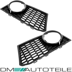 Set Shadow Line Front Grille Central lower +Fogs Cover Black Gloss Shadow fits on BMW 5-Series F10 F11 M-Sport Bumper 10-13