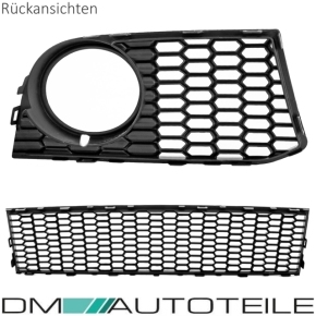 Set Shadow Line Front Grille Central lower +Fogs Cover Black Gloss Shadow fits on BMW 5-Series F10 F11 M-Sport Bumper 10-13