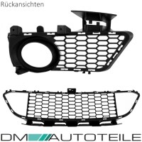Set Black Gloss Front Grille Central +Fogs Cover Shadow Line