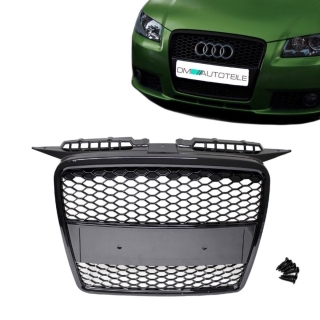 Badgeless Front Grille Grill Honeycomb Black Gloss for Audi A3 8P up 2005-2008