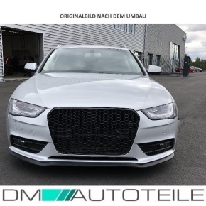 Kühlergrill / Wabengrill für Audi A4 B8 Facelift auch für S-Line / S4 nicht für RS4 ohne PDC in Schwarz Glanz