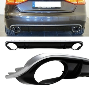 Rear Diffuser Bumper + fits on Audi A4 B8 8K standard...