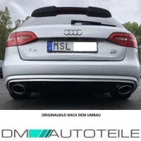 Set Rear Diffusor Duplex Black /Silver+Tail Pipes Oval fits 