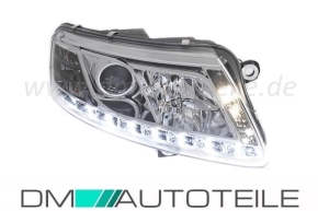 Audi A6 4F clear glass chrome headlights left & right with rear daytime running lights 04-08