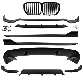 Sport-Performance Bodykit splitter + diffusor + blades gloss black + grille fits on BMW X5 G05 M-Sport bumper