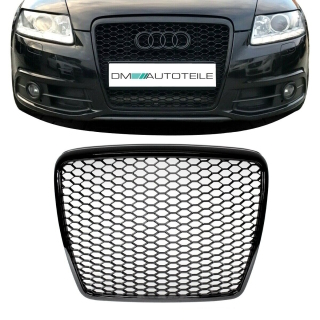 Badgeless Front Grille Grill Honeycomb Black Gloss for Audi A6 4F 08-11 +RS6