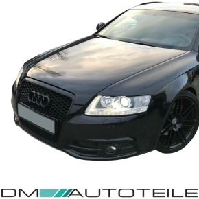 Badgeless Front Grille Grill Honeycomb Black Gloss for Audi A6 4F 08-11 +RS6