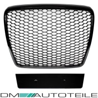 Badgeless Front Grille Grill Honeycomb Black Gloss for Audi 