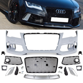 Rear Diffusor Carbon Gloss+ Tail Pipes fits on Audi A7 4G Sportback 10-14  w/o RS7