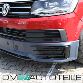 Front Bumper Splitter lower Part + Grille Black Glossy fits on VW T6 up 2015 Sportline Modification