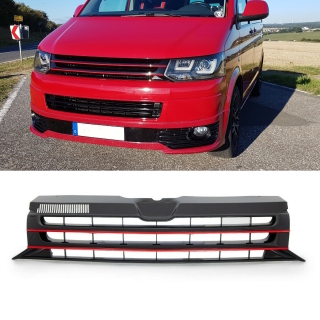 Front Grille Sport fits on VW T5.1 GP 09-15 Black Gloss Red Bars