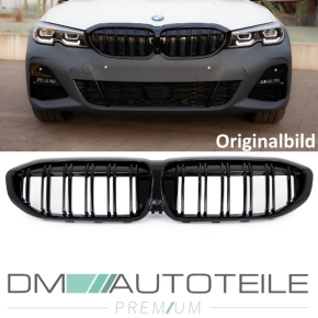 Set Doppelsteg Kühlergrill schwarz Glanz passt für den BMW 3er G20 G21 ab 2019 auch für Kamera + ABE