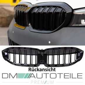 Set Doppelsteg Kühlergrill schwarz Glanz passt für den BMW 3er G20 G21 ab 2019 auch für Kamera + ABE