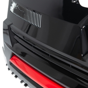 Kühlergrill Sport schwarz glänzend + Leiste Rot Clean ohne Emblem passt für VW T6 ab 04/2015